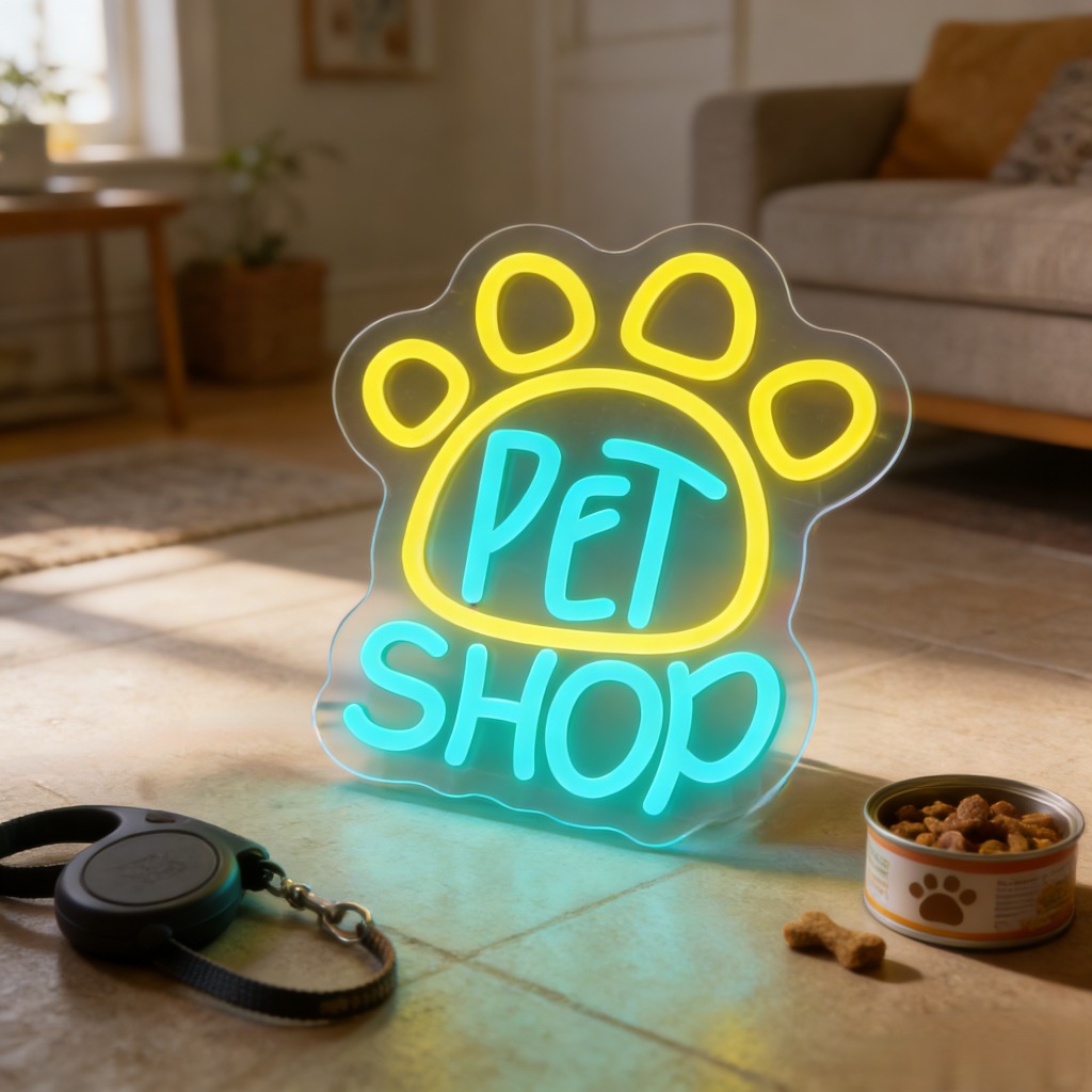 Commercial Window Printing - Letreiro Neon LED para Pet Shop,