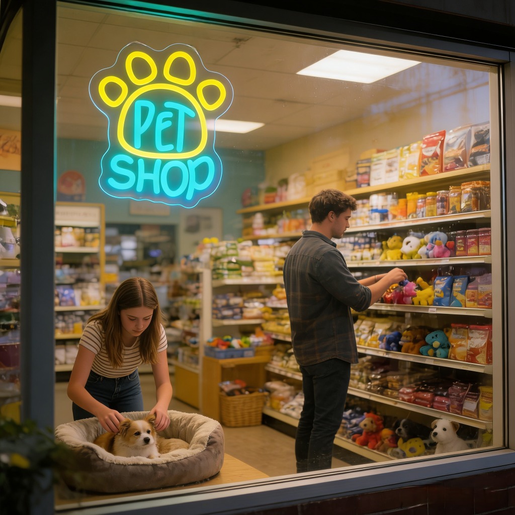 Letreiro Neon LED para Pet Sho - Commercial Window Printing avaliação e preço